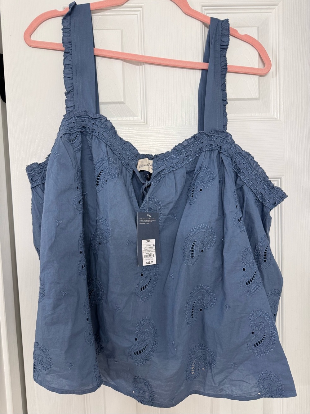 Universal Thread Blue Eyelet Ruffle Strap Tank Top